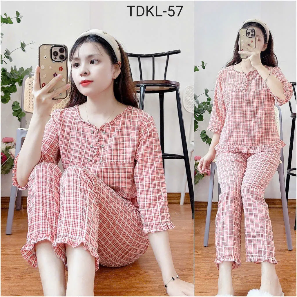 Bộ pijama tay dài siêu xinh cho nữ, chất liệu mềm mại, thoáng mát, mặc ngủ và mặc nhà thoải mái