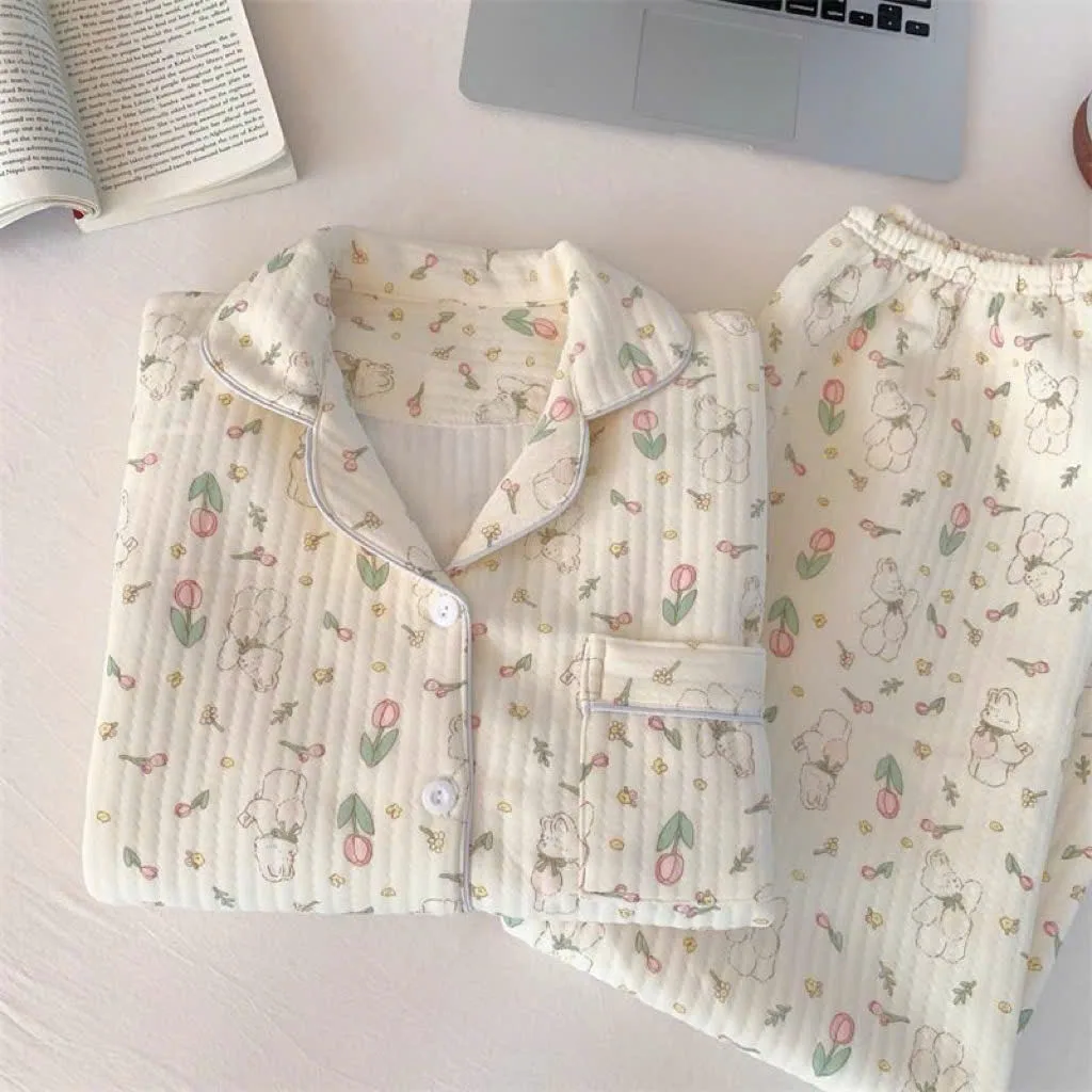 Bộ pijama tay dài siêu xinh cho nữ dày ấm phù hợp cho mùa đông, mùa thu
